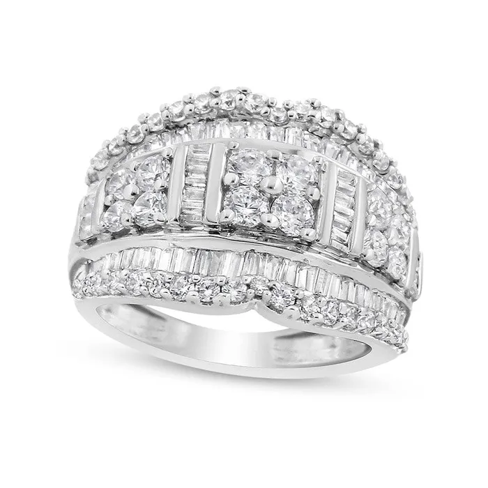 Rings Goldia 20 CT TW Quad Natural Diamond Contour Edge Ring in Sterling Silver