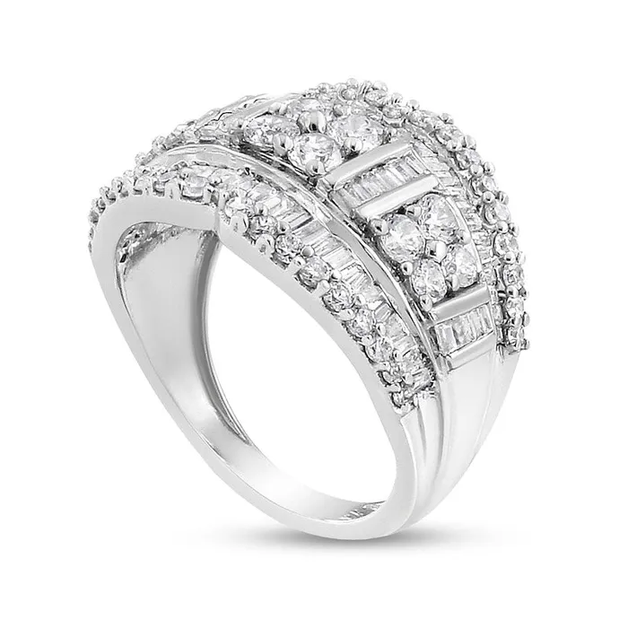 Rings Goldia 20 CT TW Quad Natural Diamond Contour Edge Ring in Sterling Silver Rings Goldia 20 CT TW Quad Natural Diamond Contour Edge Ring in Sterling Silver