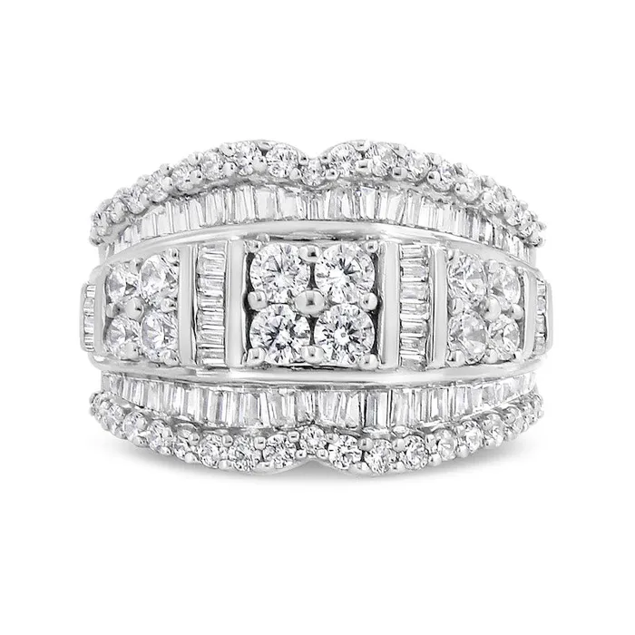 Rings Goldia 20 CT TW Quad Natural Diamond Contour Edge Ring in Sterling Silver Rings Goldia 20 CT TW Quad Natural Diamond Contour Edge Ring in Sterling Silver