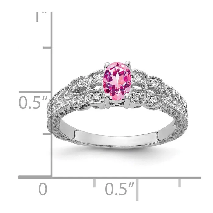 Rings Goldiacom 14k White Gold 6x4mm Oval Pink Sapphire A Real Diamond ring