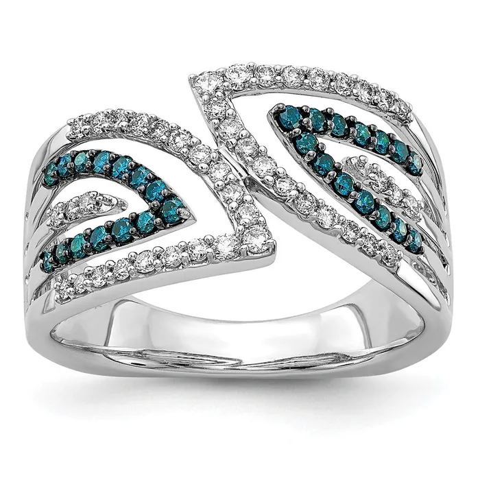 Rings Goldiacom 14k White Gold BlueWhite Fancy Real Diamond Ring