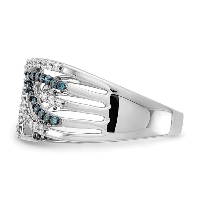 Rings Goldiacom 14k White Gold BlueWhite Fancy Real Diamond Ring