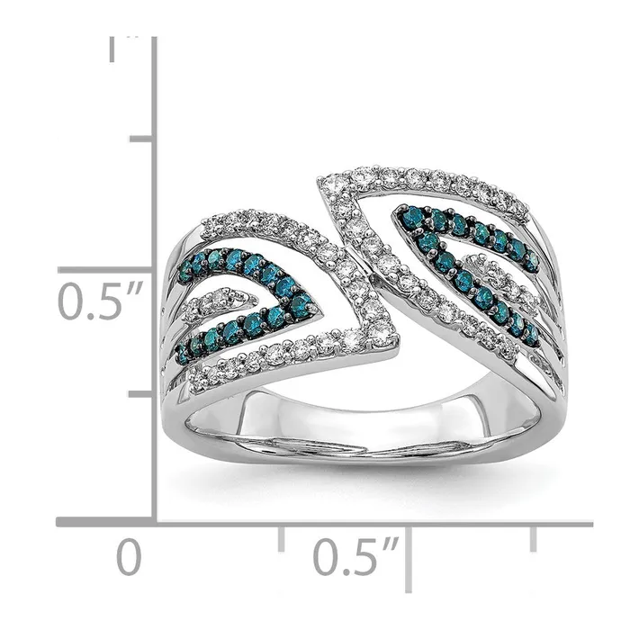 Rings Goldiacom 14k White Gold BlueWhite Fancy Real Diamond Ring