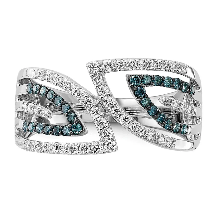 Rings Goldiacom 14k White Gold BlueWhite Fancy Real Diamond Ring