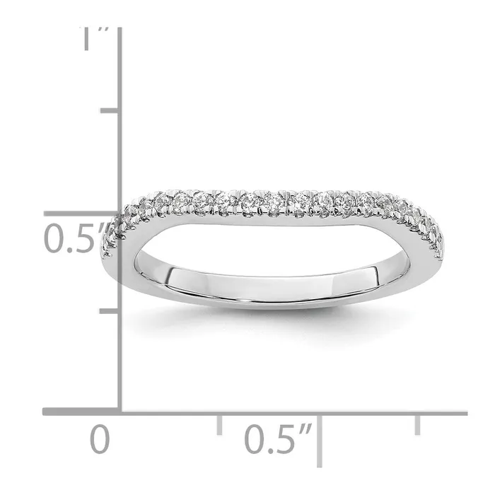 Rings Goldiacom 14K White Gold Real Diamond Contoured Wedding Band