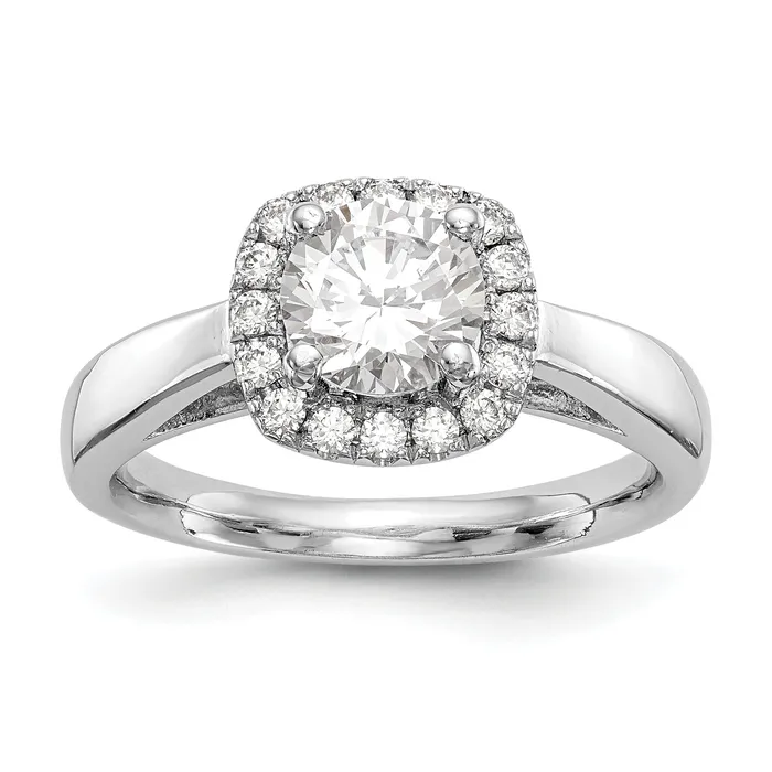 Rings Goldiacom 14k White Gold Round Halo Simulated Diamond Engagement Ring