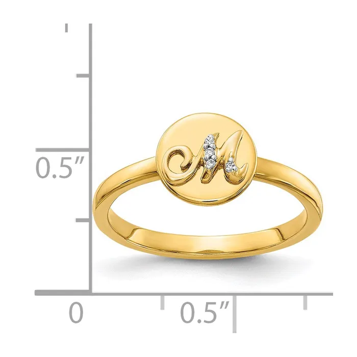 Rings Goldiacom 14k Yellow Gold Real Diamond Initial M Ring