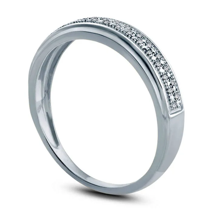 Rings Goldia Mens Natural Diamond Accent Double Row Wedding Band in Solid 10K White Gold Rings Goldia Mens Natural Diamond Accent Double Row Wedding Band in Solid 10K White Gold