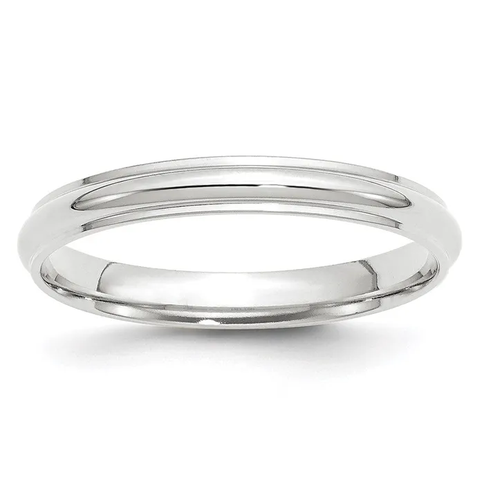 Rings Goldia Solid 10K White Gold 3mm Half Round with Edge MensWomens Wedding Band Ring Size 95