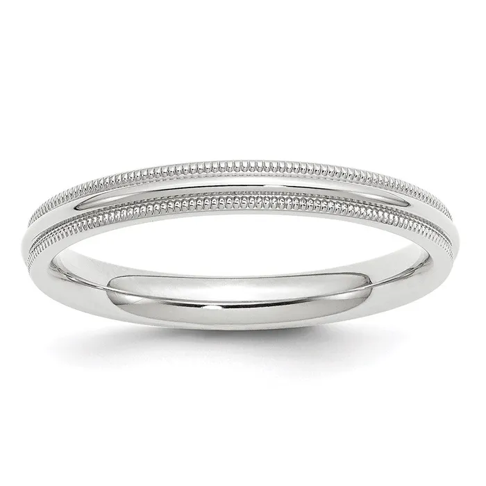 Rings Goldia Solid 10K White Gold 3mm Milgrain Comfort Fit MensWomens Wedding Band Ring Size 8