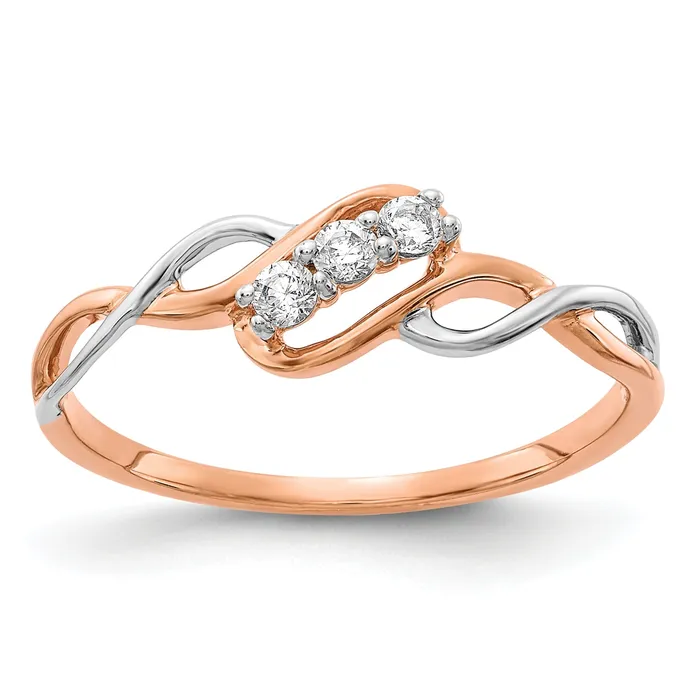 Rings Goldia Solid 14k Twotone 3stone Simulated CZ Polished Twist Ring