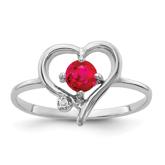 Rings Goldia Solid 14k White Gold 4mm Simulated Ruby AAA CZ Ring