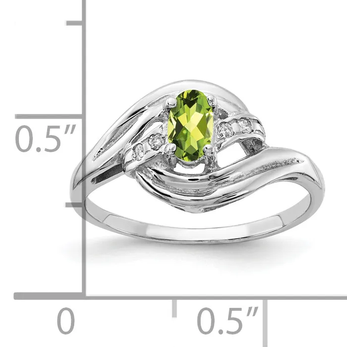 Rings Goldia Solid 14k White Gold 5x3mm Oval Simulated Peridot AAA CZ Ring