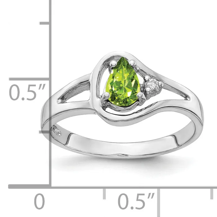 Rings Goldia Solid 14k White Gold 6x4mm Pear Simulated Peridot VS CZ Ring