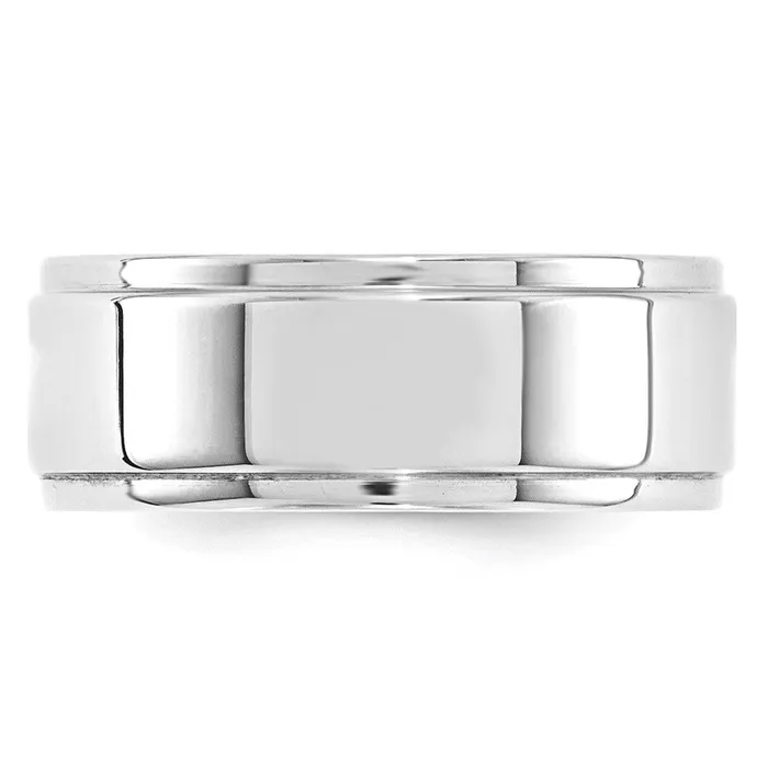 Rings Goldia Solid 14K White Gold 8mm Flat with Step Edge MensWomens Wedding Band Ring Size 75 Rings Goldia Solid 14K White Gold 8mm Flat with Step Edge MensWomens Wedding Band Ring Size 75