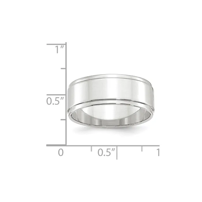 Rings Goldia Solid 14K White Gold 8mm Flat with Step Edge MensWomens Wedding Band Ring Size 75 Rings Goldia Solid 14K White Gold 8mm Flat with Step Edge MensWomens Wedding Band Ring Size 75