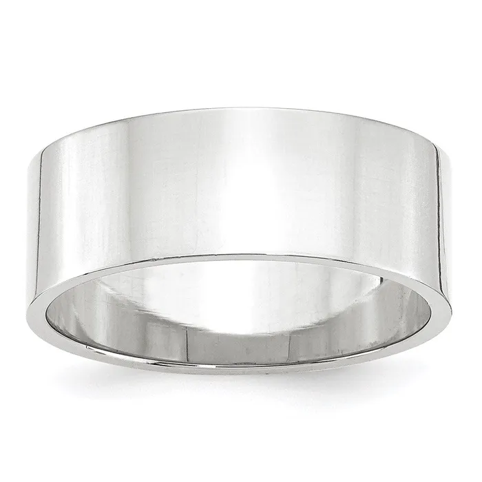 Rings Goldia Solid 14K White Gold 8mm Light Weight Flat MensWomens Wedding Band Ring Size 85
