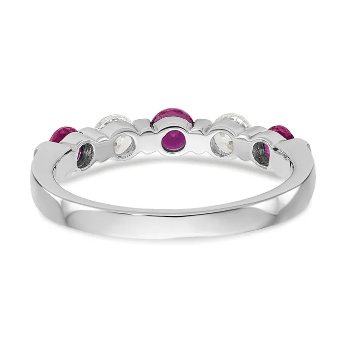 Rings Goldia Solid 14k White Gold Simulated CZ wSimulated Ruby Band