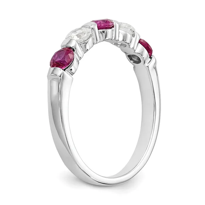 Rings Goldia Solid 14k White Gold Simulated CZ wSimulated Ruby Band