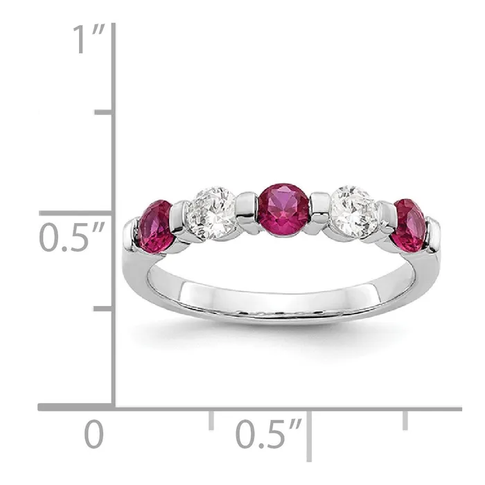 Rings Goldia Solid 14k White Gold Simulated CZ wSimulated Ruby Band