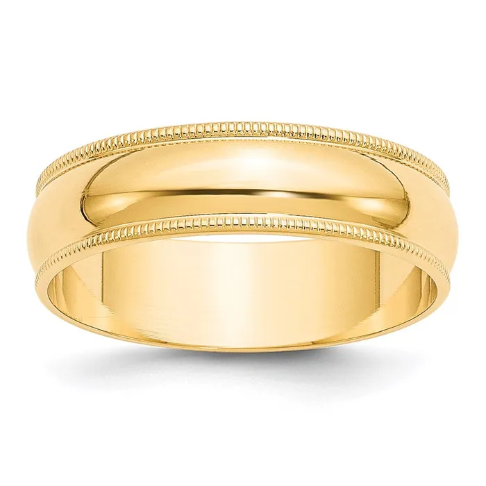 Rings Goldia Solid 14K Yellow Gold 6mm Light Weight Milgrain Half Round MensWomens Wedding Band Ring Size 12 Rings Goldia Solid 14K Yellow Gold 6mm Light Weight Milgrain Half Round MensWomens Wedding Band Ring Size 12