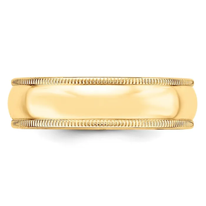 Rings Goldia Solid 14K Yellow Gold 6mm Light Weight Milgrain Half Round MensWomens Wedding Band Ring Size 12 Rings Goldia Solid 14K Yellow Gold 6mm Light Weight Milgrain Half Round MensWomens Wedding Band Ring Size 12
