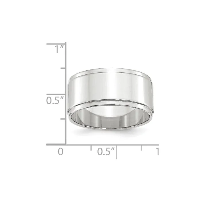 Rings Goldia Solid 18K White Gold 10mm Flat with Step Edge MensWomens Wedding Band Ring Size 14 Rings Goldia Solid 18K White Gold 10mm Flat with Step Edge MensWomens Wedding Band Ring Size 14