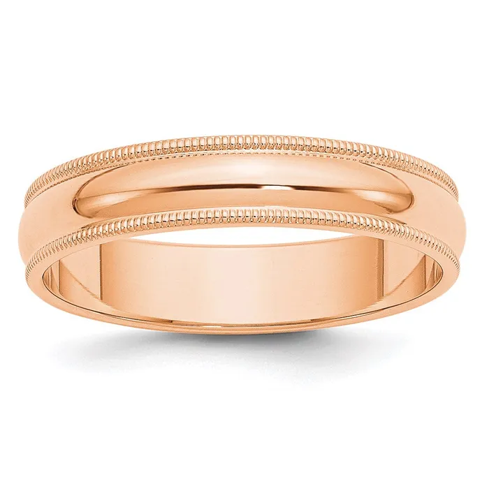Rings Goldia Solid 18K Yellow Gold Rose Gold 5mm Milgrain Half Round MensWomens Wedding Band Ring Size 14