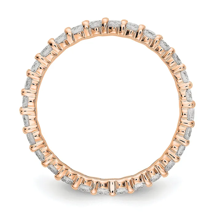 Rings Goldia Solid Real 14k Rose Gold Polished shared Prong 1ct CZ Eternity Wedding Band Ring
