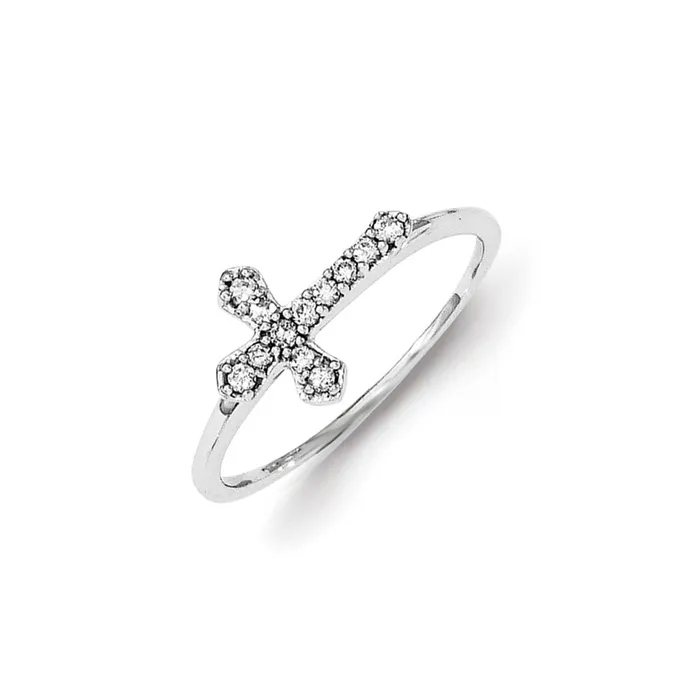 Rings Goldia Sterling Silver Diamond Cross Ring
