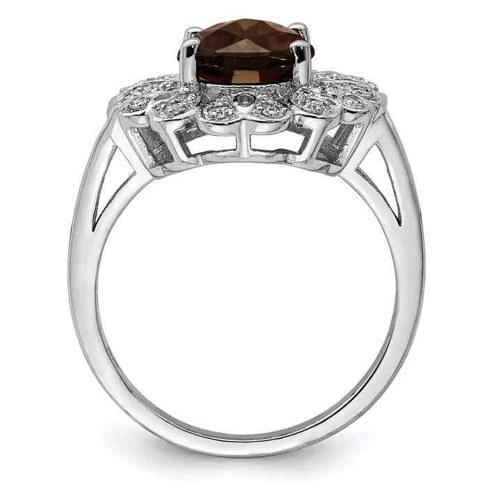 Rings Goldia Sterling Silver Rhodium Diamond u0026 CheckerCut Smoky Quartz Ring