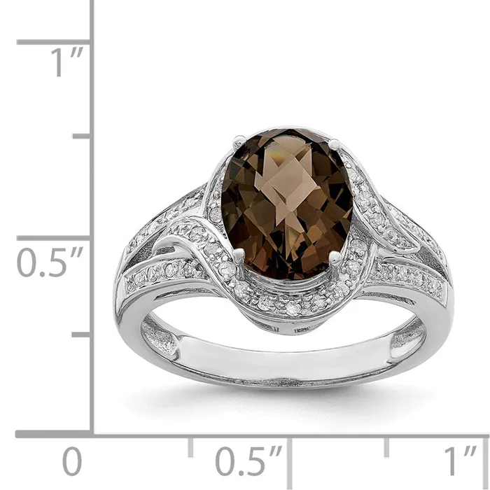 Rings Goldia Sterling Silver Rhodium Diamond u0026 CheckerCut Smoky Quartz Ring