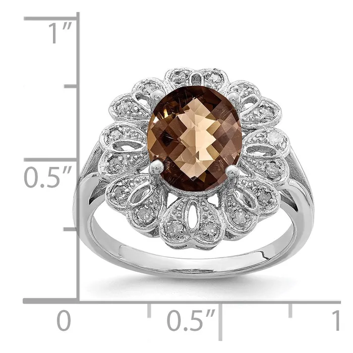 Rings Goldia Sterling Silver Rhodium Diamond u0026 CheckerCut Smoky Quartz Ring