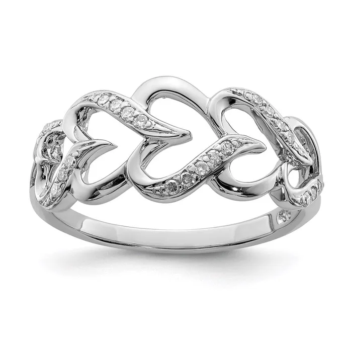 Rings Goldia Sterling Silver Rhodium Plated Diamond Heart Ring