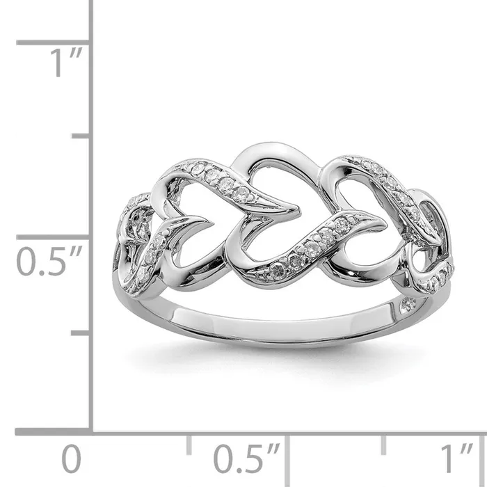 Rings Goldia Sterling Silver Rhodium Plated Diamond Heart Ring