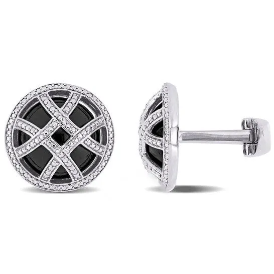 Rings JMS always Original AMOUR 17 CT TGW Black Onyx Cufflink In Sterling Silver Rings JMS always Original AMOUR 17 CT TGW Black Onyx Cufflink In Sterling Silver
