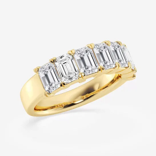 Rings JMS always Original Brilliant Diamond 14K Yellow Gold 3 CTTW EmeraldCut LAB GROWN Diamond Seven Stone Anniversary Band FG SI1 Rings JMS always Original Brilliant Diamond 14K Yellow Gold 3 CTTW EmeraldCut LAB GROWN Diamond Seven Stone Anniversary Band FG SI1