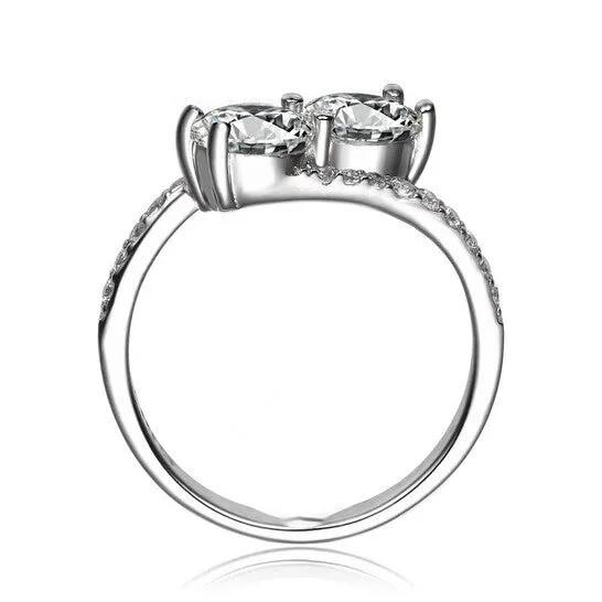 Rings JMS always Original Megan Walford Sterling Silver Two Clear Round Cubic Zirconia Twisted Ring Rings JMS always Original Megan Walford Sterling Silver Two Clear Round Cubic Zirconia Twisted Ring