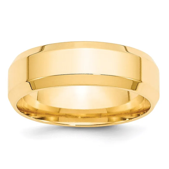 Rings Solid 10K Yellow Gold 7mm Bevel Edge Comfort Fit MensWomens Wedding Band Ring Size 6 Goldia