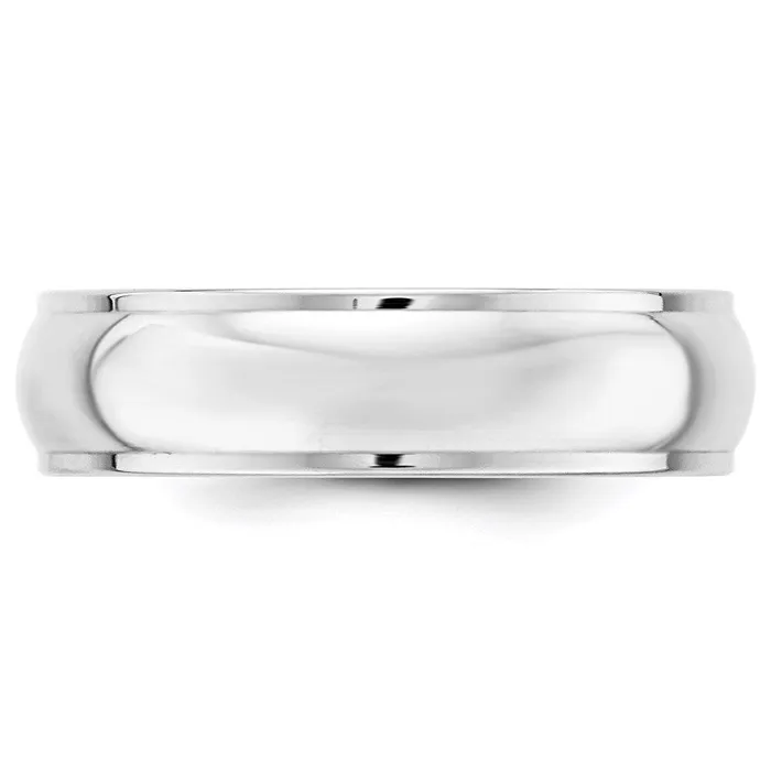 Rings Solid 14K White Gold 6mm Half Round with Edge MensWomens Wedding Band Ring Size 9 Goldia