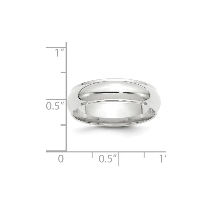 Rings Solid 14K White Gold 6mm Half Round with Edge MensWomens Wedding Band Ring Size 9 Goldia