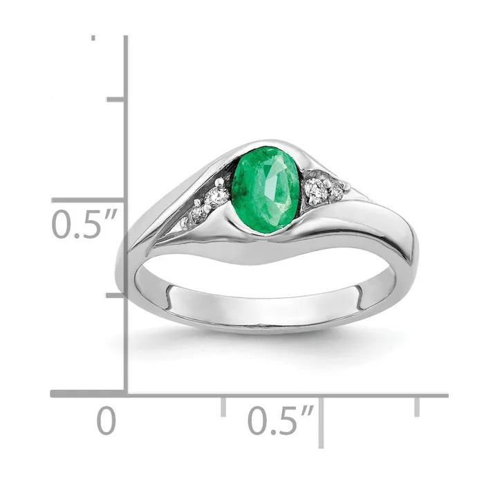Rings Solid 14k White Gold 6x4mm Oval Simulated Emerald A CZ Ring Goldia