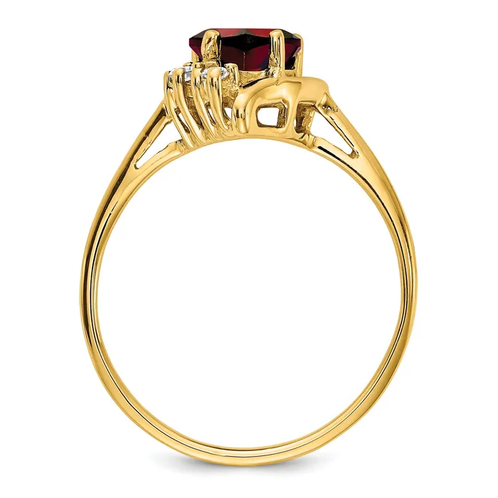 Rings Solid 14k Yellow Gold 6mm Heart Simulated Garnet VS CZ Ring Goldia