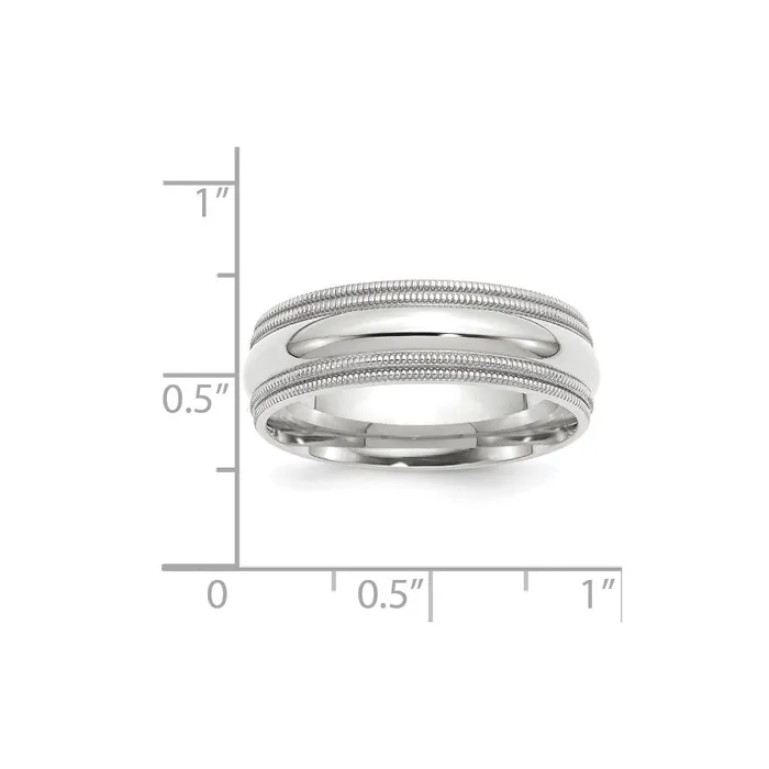Rings Solid 18K White Gold 7mm Double Milgrain Comfort Fit MensWomens Wedding Band Ring Size 45 Goldia Rings Solid 18K White Gold 7mm Double Milgrain Comfort Fit MensWomens Wedding Band Ring Size 45 Goldia