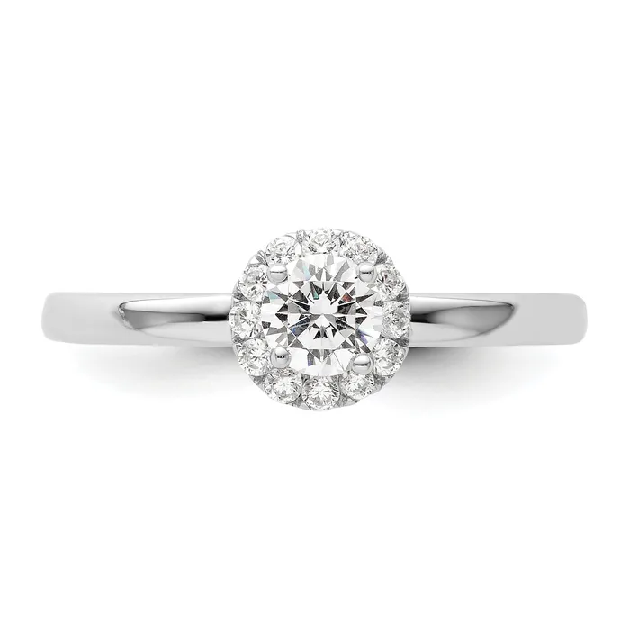 Rings Two Promises 14k White Gold 12 Ct Lab Grown Diamond VSSI G Petite Halo Engagement Ring Goldia