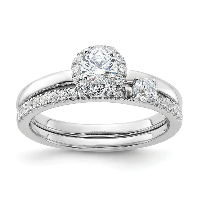 Rings Two Promises 14k White Gold 12 Ct Lab Grown Diamond VSSI G Petite Halo Engagement Ring Goldia