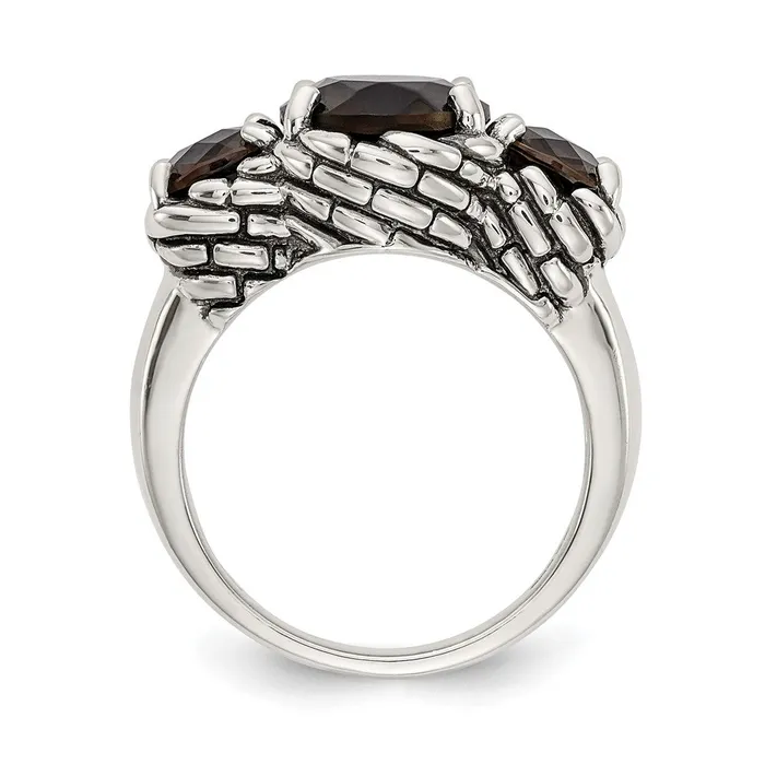 Shey Couture Sterling Silver Antiqued Checkerboard Smoky Quartz Ring Goldia Rings