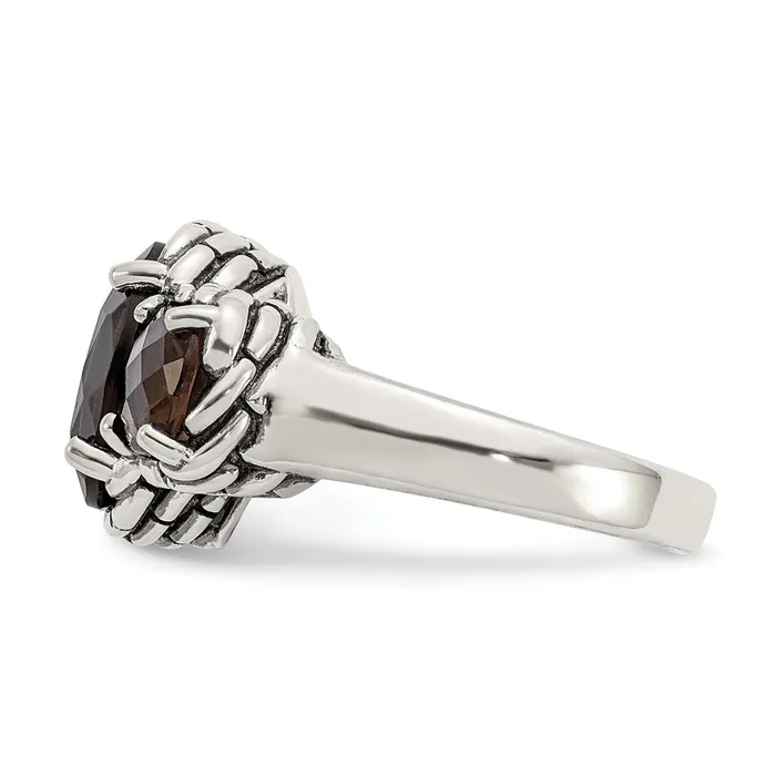Shey Couture Sterling Silver Antiqued Checkerboard Smoky Quartz Ring Goldia Rings