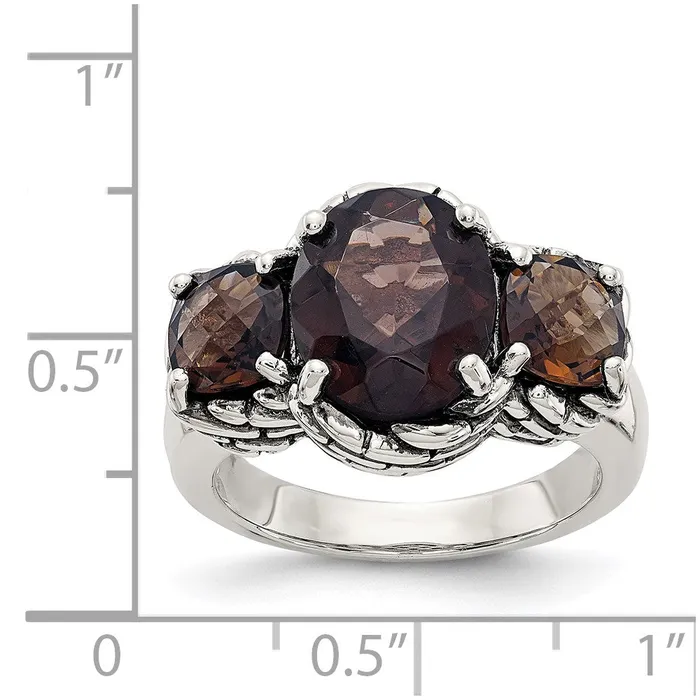Shey Couture Sterling Silver Antiqued Checkerboard Smoky Quartz Ring Goldia Rings