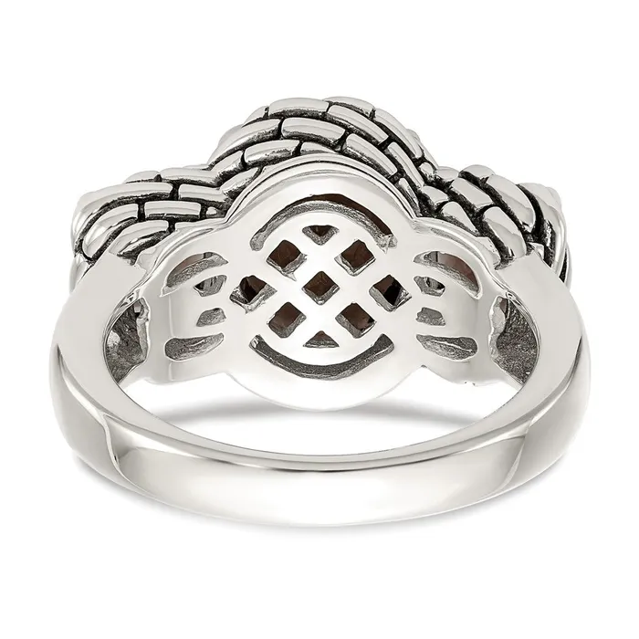Shey Couture Sterling Silver Antiqued Checkerboard Smoky Quartz Ring Goldia Rings